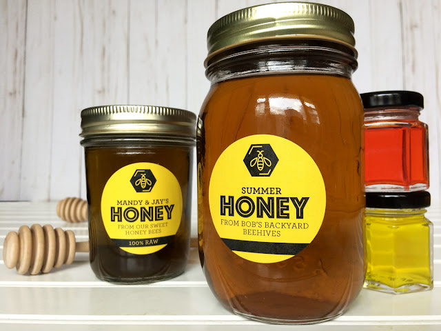 Custom Bee Bold honey jar labels