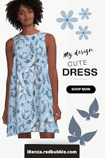 Blue flower pattern Dress.