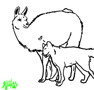 Cute Wolf Love Llama Coloring Sheet Animals