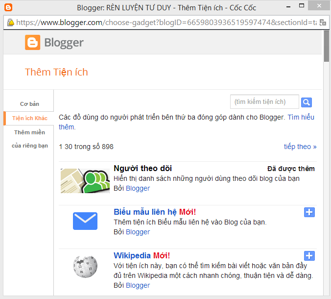 Tạo trang liên hệ từ widget của blogspot