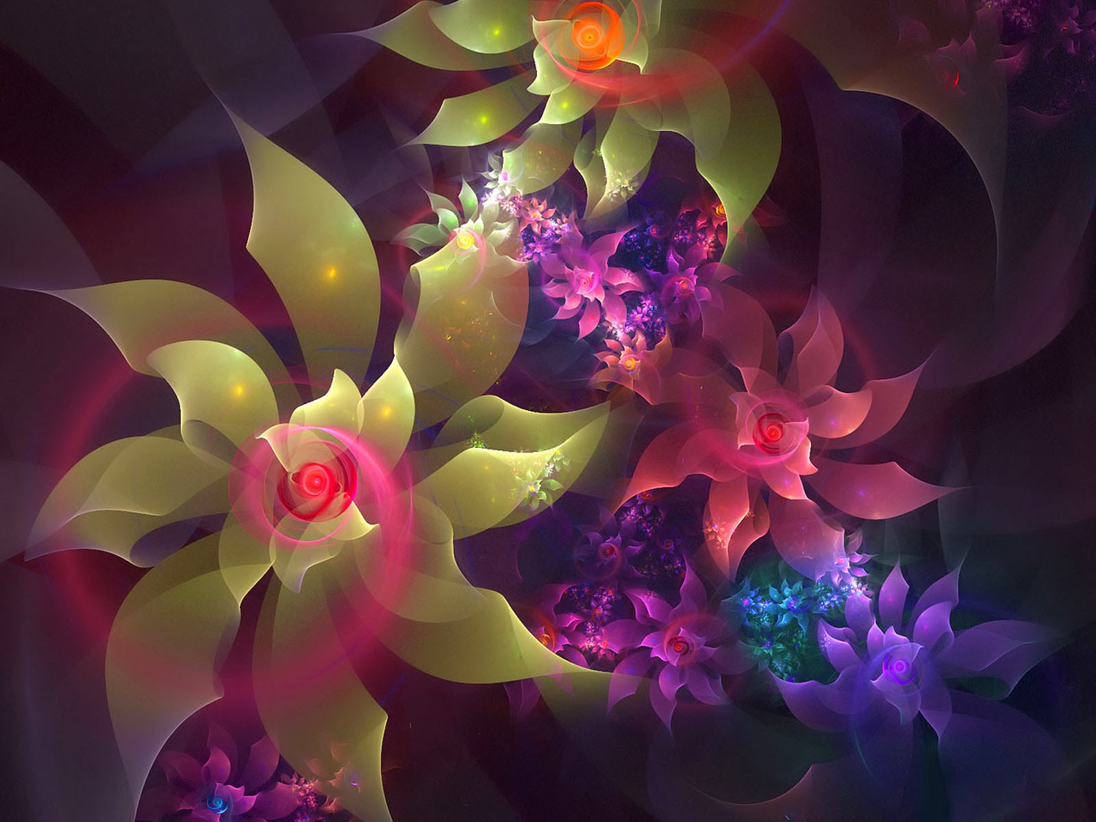 Abstract Art Desktop Wallpaper with Colorful Flower in 3D ...