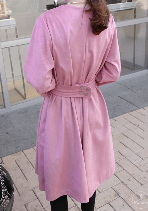  Colored Loose Fit Dress with Wide Belt