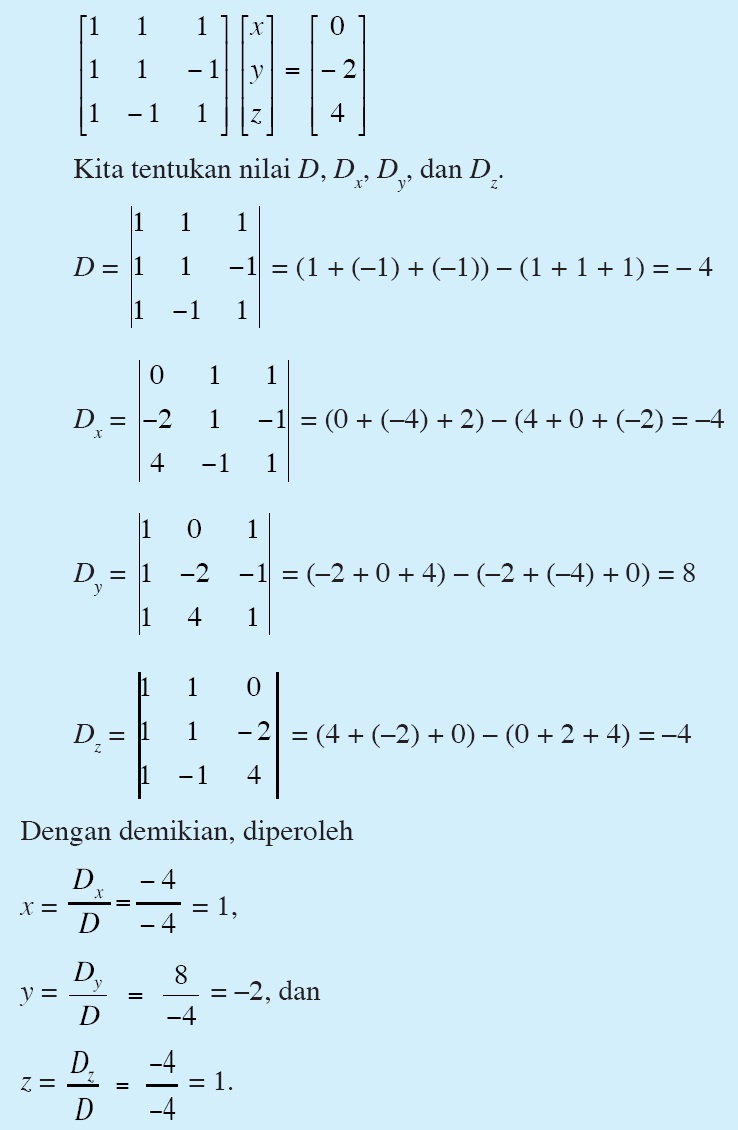 Menyelesaikan Sistem Persamaan Linear dengan Determinan ...