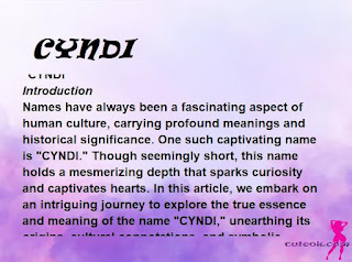 meaning of the name "CYNDI"