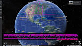 Zobrazowanie graficzne zasięgu widoczności zorzy polarnej w czasie maksymalnej aktywności geomagnetycznej (G4) w odniesieniu do Stanów Zjednoczonych, które znalazły się w strefie nocnej podczas maksimum burzy oraz z odniesieniem tego zasięgu do naszej części półkuli w sytuacji alternatywnej, gdyby ciężka burza nadeszła jeszcze przed świtem nad Europą. Grafika: Google Earth, oprac. własne