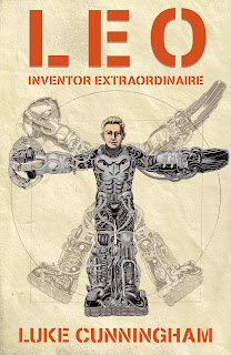 Leo Inventor Extrodinaire book cover featuring a boy in a mechanized suit.