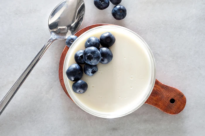 buttermilk panna cotta viewed from above