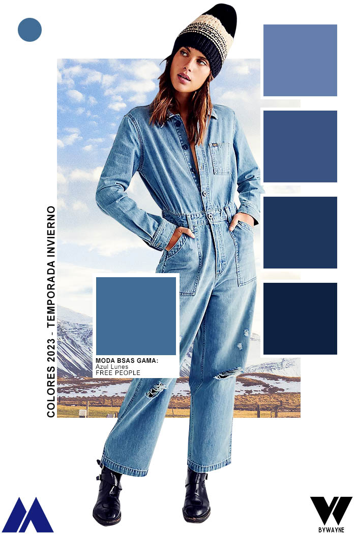 Azul denim colores invierno 2023. | Denim blue is a trending color for the Winter 2023 season.