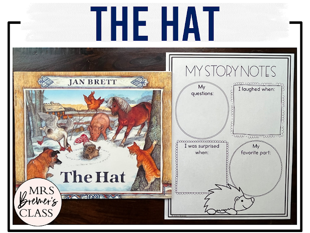 The Hat Jan Brett book activities unit with literacy printables, reading companion activities, lesson ideas and a craft for winter in Kindergarten and First Grade