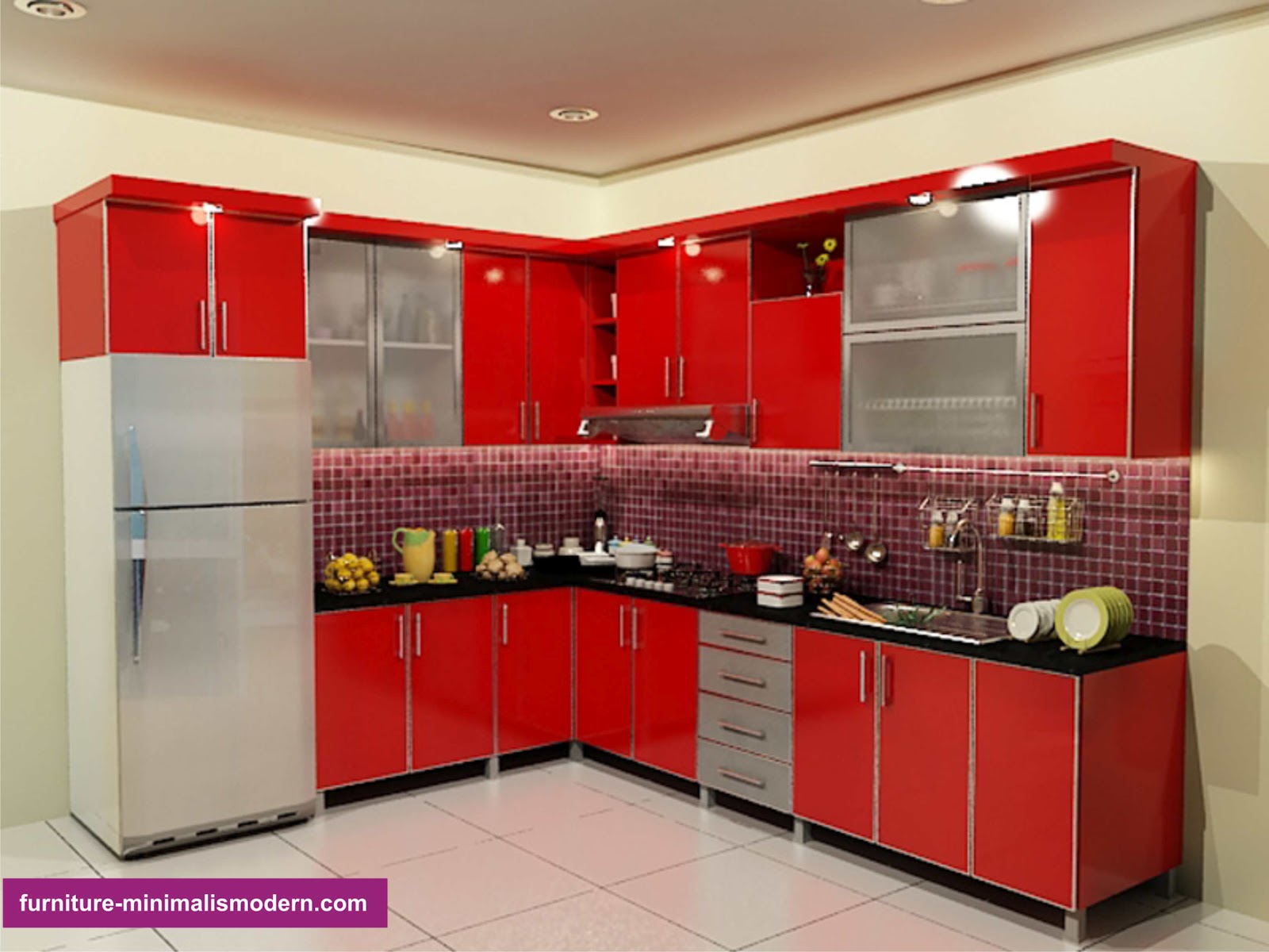  Dapur  Minimalis  Warna  Merah 