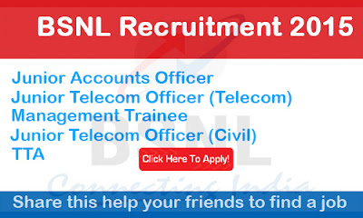 Job Opportunity In BSNL | Recruitment 2015  Apply Online
