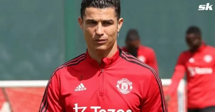 Manchester United player pictured wearing Cristiano Ronaldo's number 7 jersey during training session