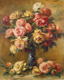 Roses in a Vase by Pierre-Auguste Renoir - Flowers, Still Life Paintings from Hermitage Museum
