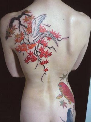 Beautiful Girl and Full Body Japanese Tattoo