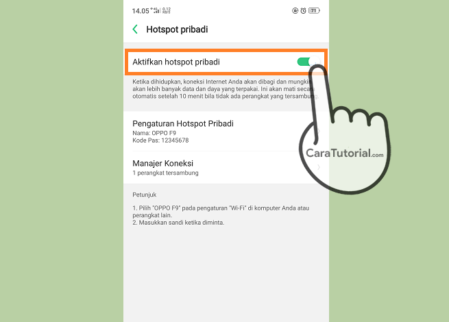 Cara Mengaktifkan Hotspot Pribadi di HP OPPO F9