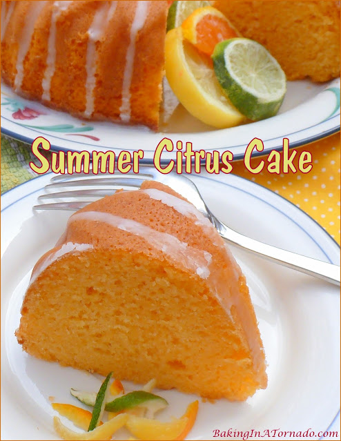 Summer Citrus Cake is bursting with refreshing citrus flavors. | recipe developed by www.BakingInATornado.com | #recipe #bake