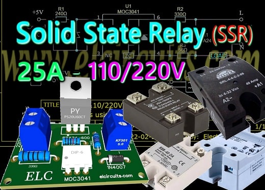 25A - 110/220V Solid State Relay (SSR) Circuits using Triac BTA24-600 With PCB
