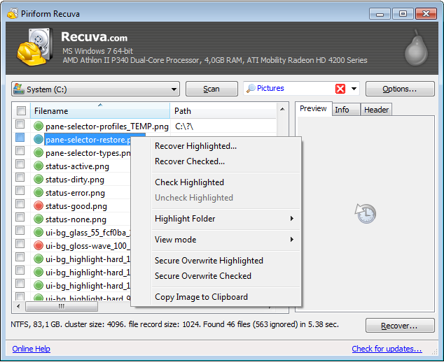 download Recuva 1.4.8 free To recover deleted files