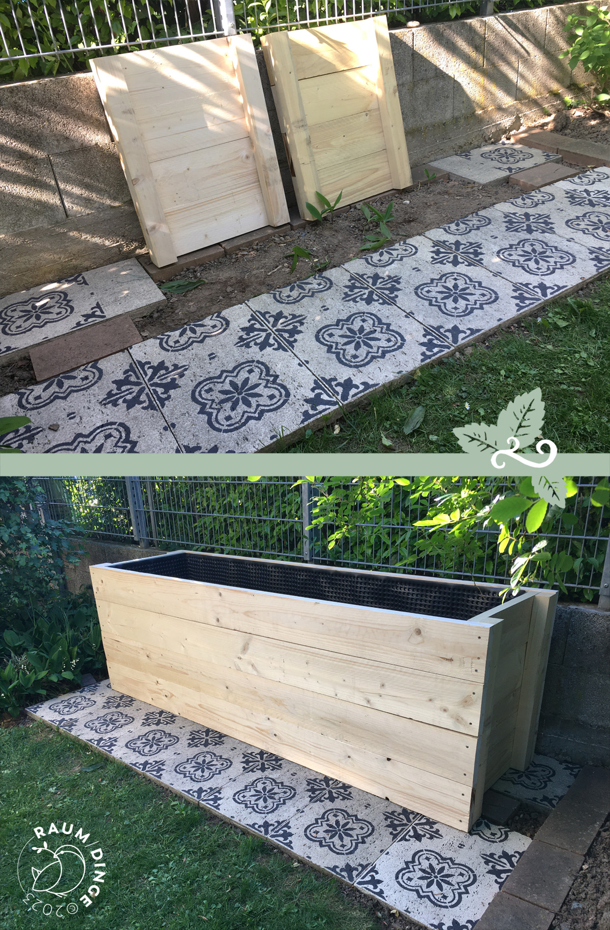 Upcycling Gartenplatten Betonfliesen Outdoor Betonfarbe Hochbeet DIY