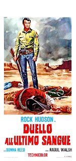 DUELLO ALL'ULTIMO SANGUE. Italia. Locandina: 33 x 70 cms. Autor: Renato Casaro. Imprenta: Policrom S. p. A., Roma. FIEBRE DE VENGANZA. Gun Fury. 1953. Estados Unidos. Dirección: Raoul Walsh. Reparto: Rock Hudson, Donna Reed, Phil Carey, Roberta Haynes, Lee Marvin, Neville Brand, Leo Gordon, Ray Thomas, Bob Herron, Phil Rawlins, Forrest Lewis.