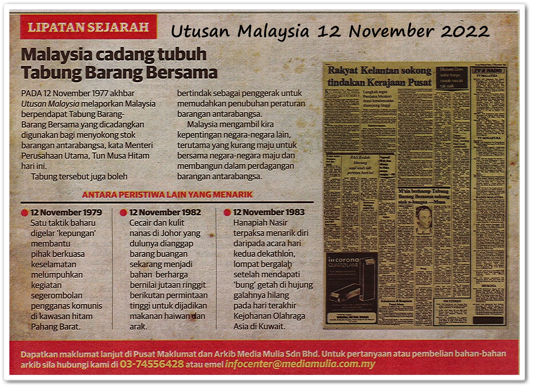Lipatan sejarah 12 November - Keratan akhbar Utusan Malaysia 12 November 2022