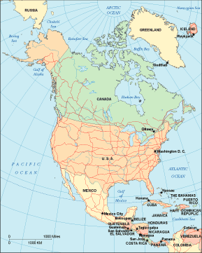 Amerique du Nord Carte Avec Pays