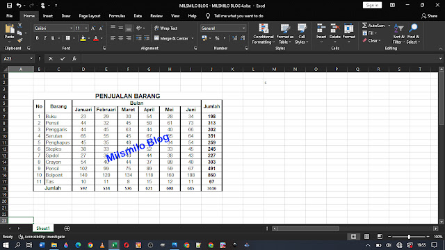 Cara menebalkan garis tabel di Excel, mengatur ketebalan menggunakan border, menghitamkan garis tabel jadi tebal pada cell, kolom, baris dan seluruh tabel