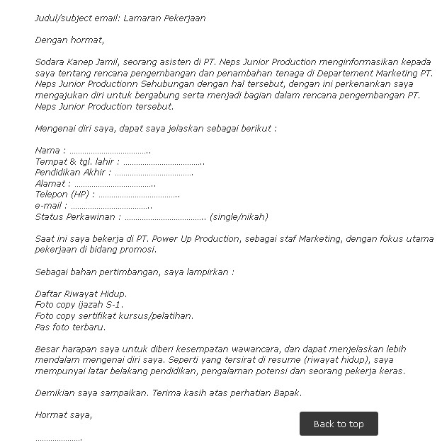 lamaran via email beserta lampirannya contoh surat lamaran kerja via 