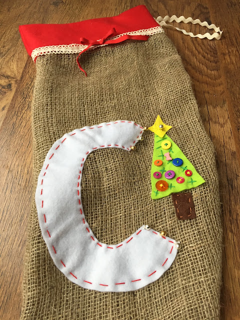 The detail on Mrs Bishop's homemade Christmas stocking 