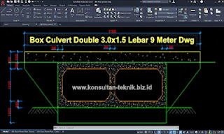 Gambar-Double-Box-Culvert-3x1,5-Dwg-Autocad