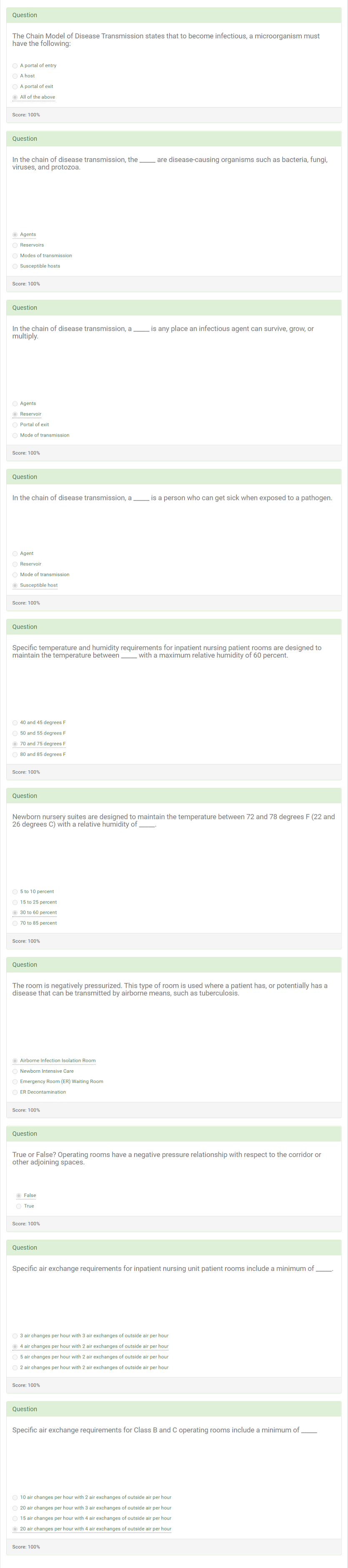 MCQ Room Ventilation & Airborne Disease Transmission In A Healthcare Setting