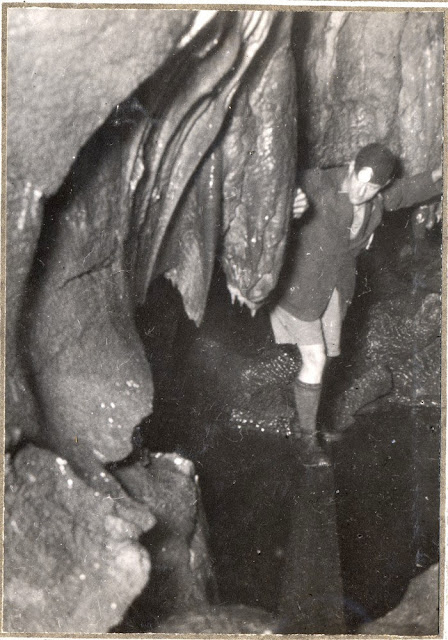  The traverse pool and plank pool. Long Churn Cave. H.W. Haywood Collection