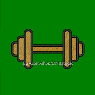 Weightlifting Barbell Embroidery Design
