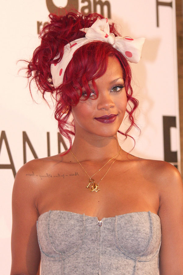 rihanna red hair wallpaper. rihanna hair red short.