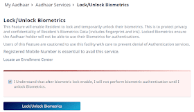 Lock Aadhaar Card Biometrics