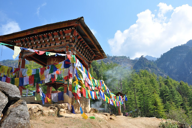 Prayer Flags and Mountains in Bhutan 