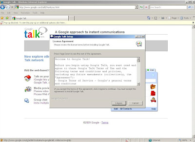 Completing the installation of Google Talk