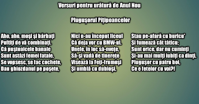 Plugusorul pitipoancelor , plugusorul, plugusor amuzant, plugusor haios,uratura de anul nou ,traditii,