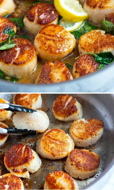 Seared Scallops with Garlic Basil Butter