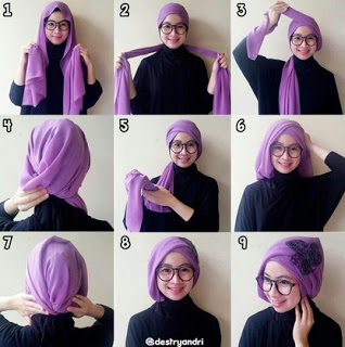 Cara memakai jilbab ala lebaran simpel
