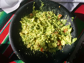 Fresh guacamole salad at a restaurant in Los Angeles