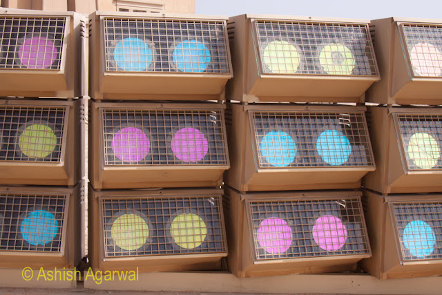 Cairo Pyramids - the stack of lights used for the sound and light show against the Pyramids