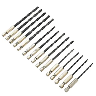 Ideal for DIY HSS Drill Bit Hex Shank Twist Wood Plastic Metal Set 15pcs 3/4/5mm 1/4 Inch home and general building/engineering using Hown - store