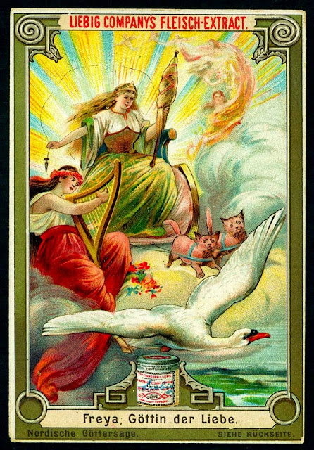 1894 г. Немецкая торговая карточка «Фрейя, богиня любви»
