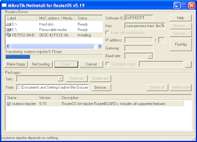 install mikrotik dengan netistall