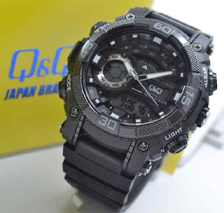 jam tangan Q&Q GW81J004Y double time black rubber white 