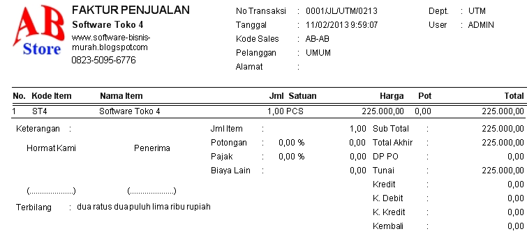 Contoh Faktur Toko Elektronik - Contoh 193