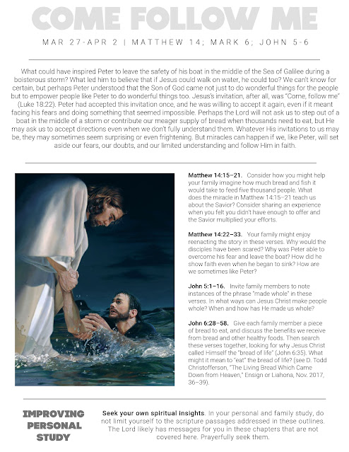 Bible Study March 27 Printable with photo of Jesus lifting man out of water.