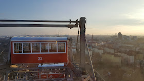 The gondolas on the Wiener Riesenrad Ferris Wheel Vienna