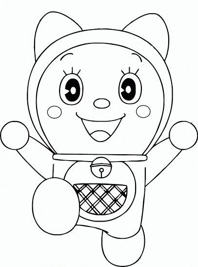 Belajar mewarnai gambar kartun kucing dorami yang lucu 